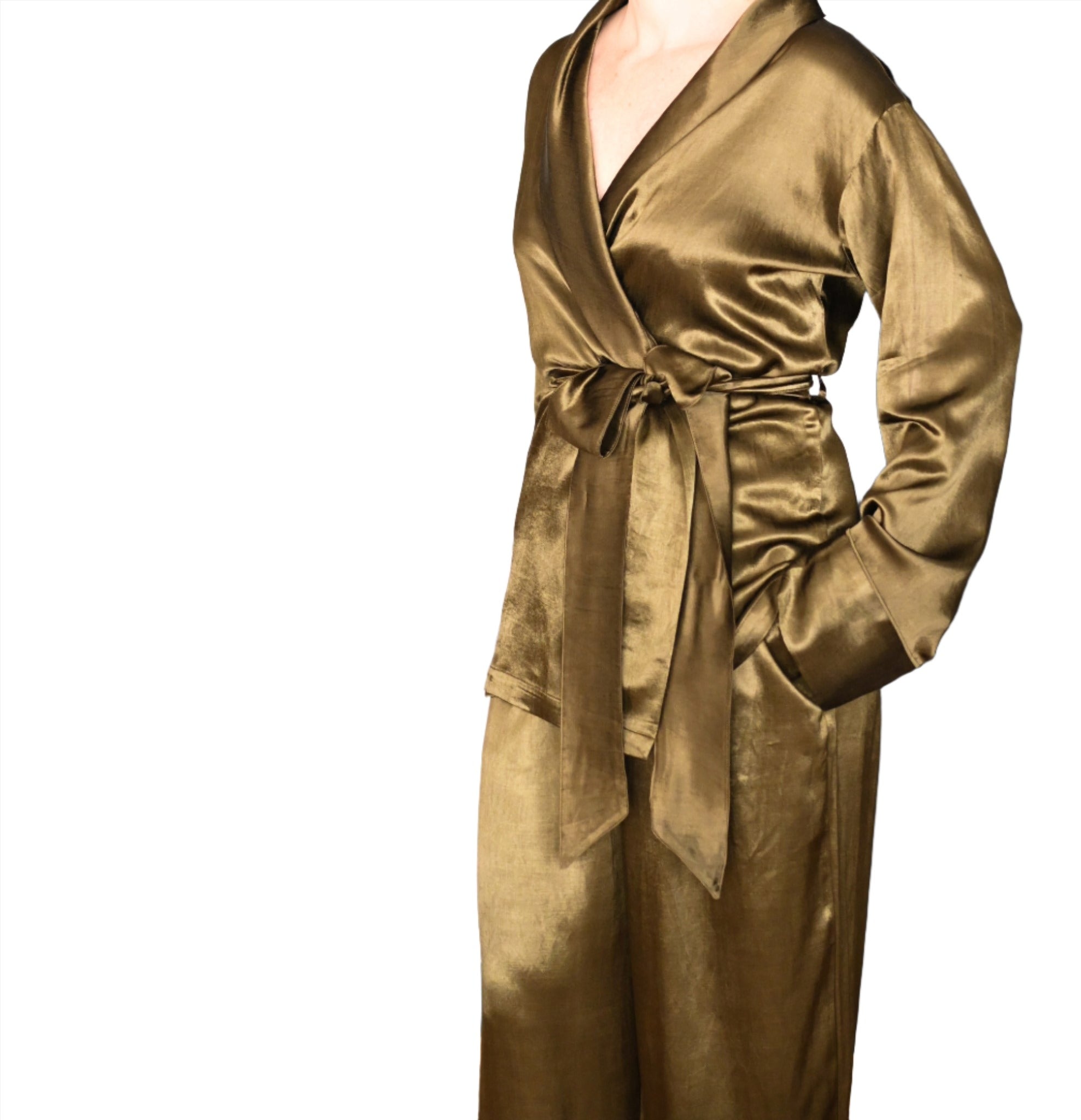 Bronze Moss eco-luxury silk blend smoking jackets 