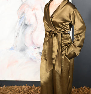 Bronze Moss silk loungewear set