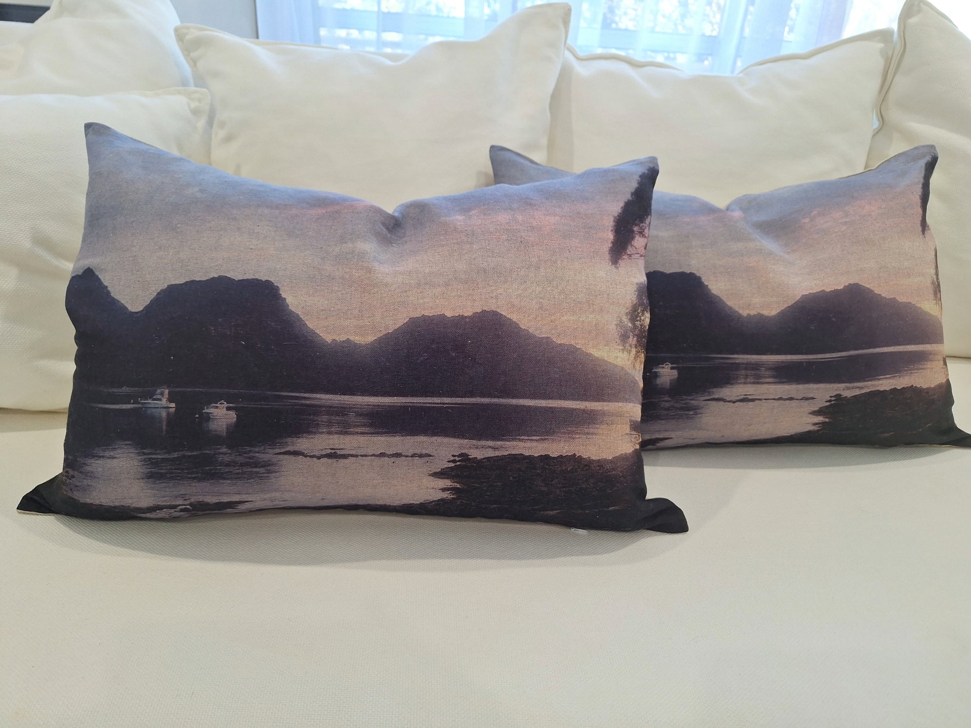 Tasmanian sustainble homewares, original designed organic flax linen Hazards cushions