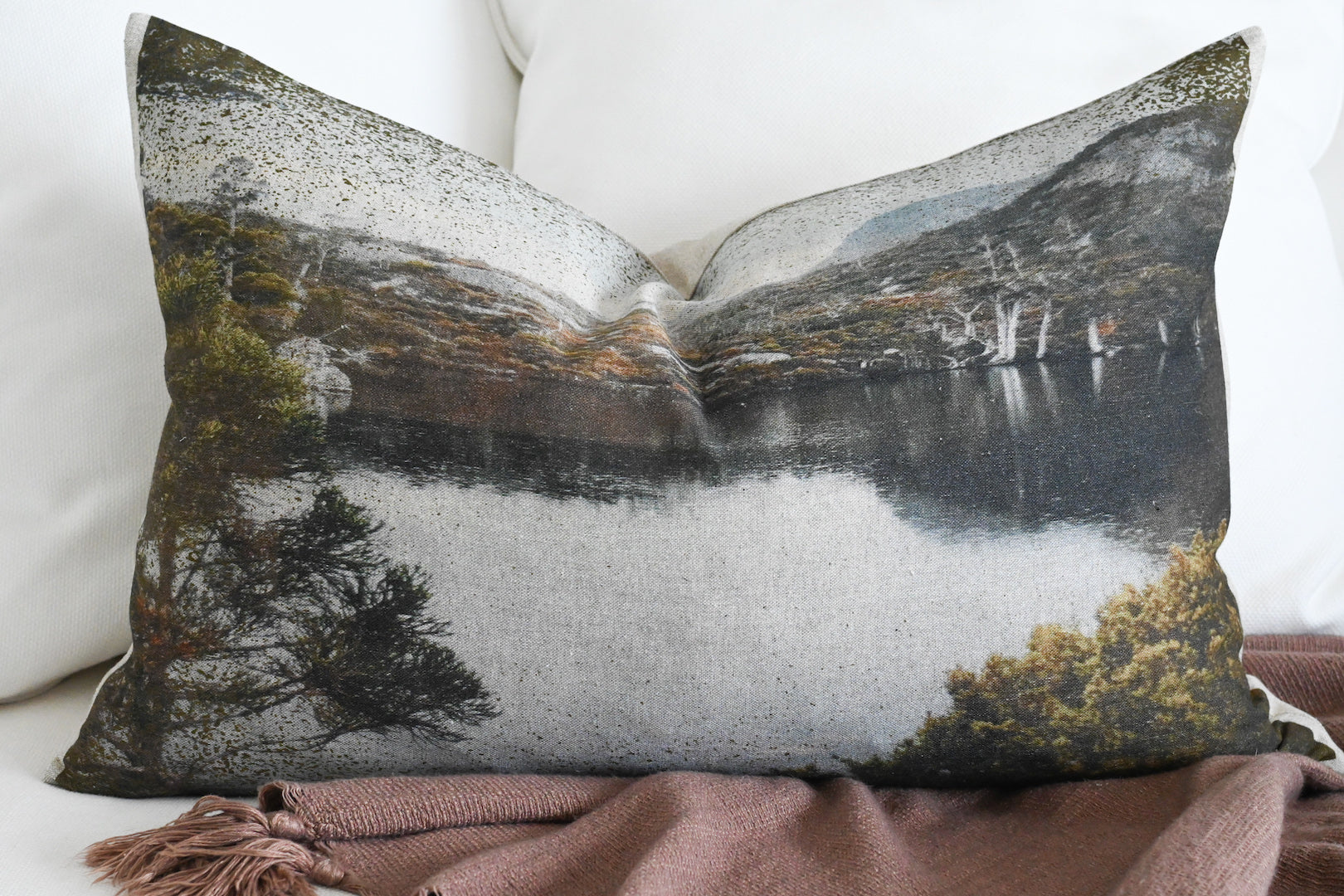 Cradle Mountain flax linen cushion